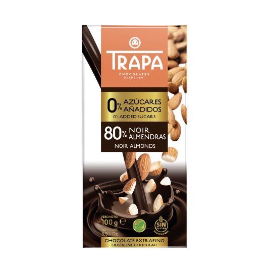 chocolate 80%negro c/almendras 0%azúcar, 100g