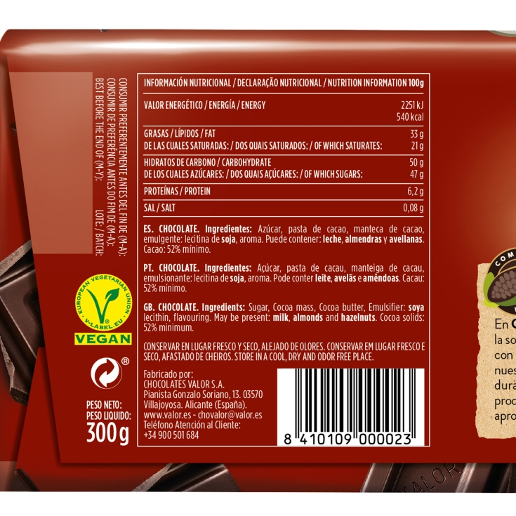 chocolate puro, 300g