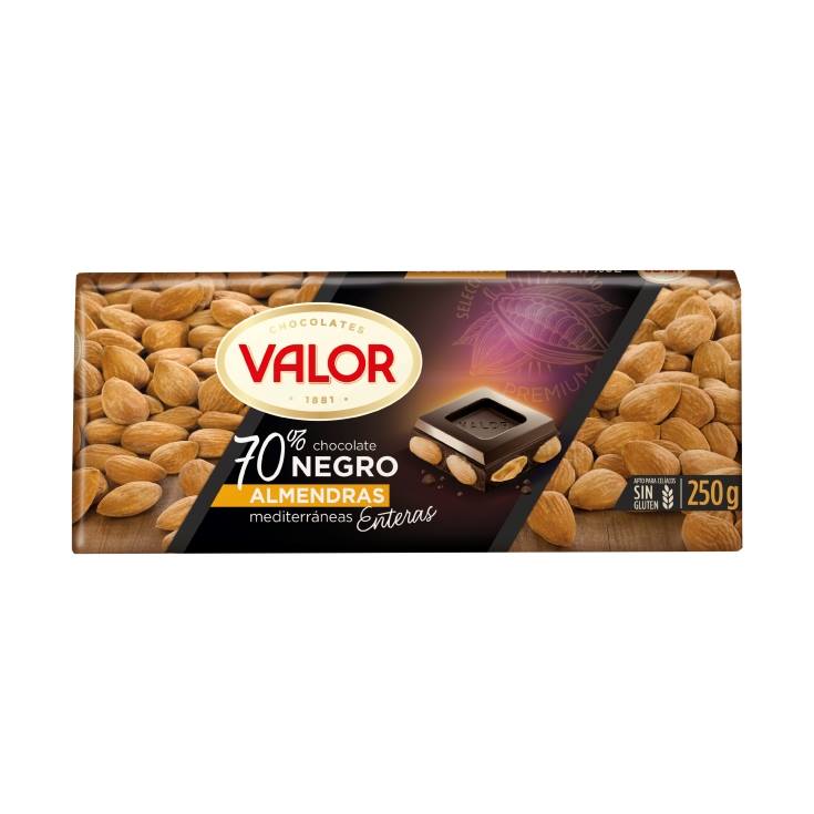 chocolate negro 70% almendras, 250g