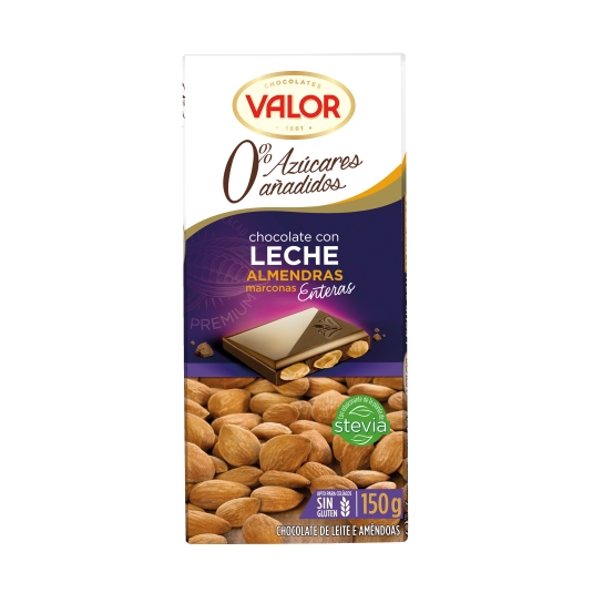 chocolate con leche almendras 0%azúcar, 150g