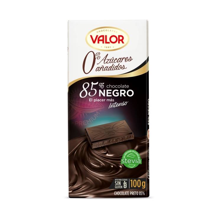 chocolate 85% negro 0% sin azúcares, 100g