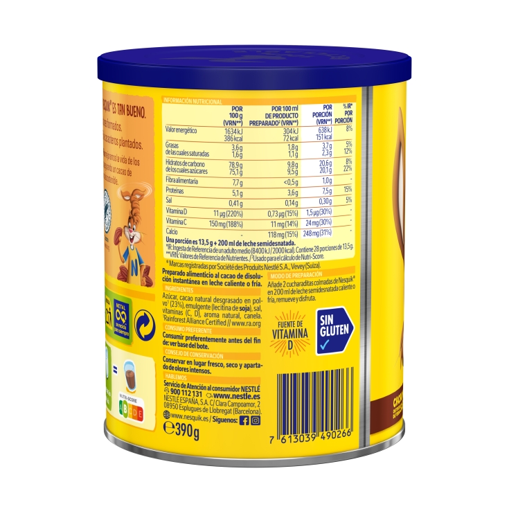 cacao instantáneo, 390g
