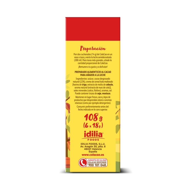 cacao soluble sobres 18g, 6ud