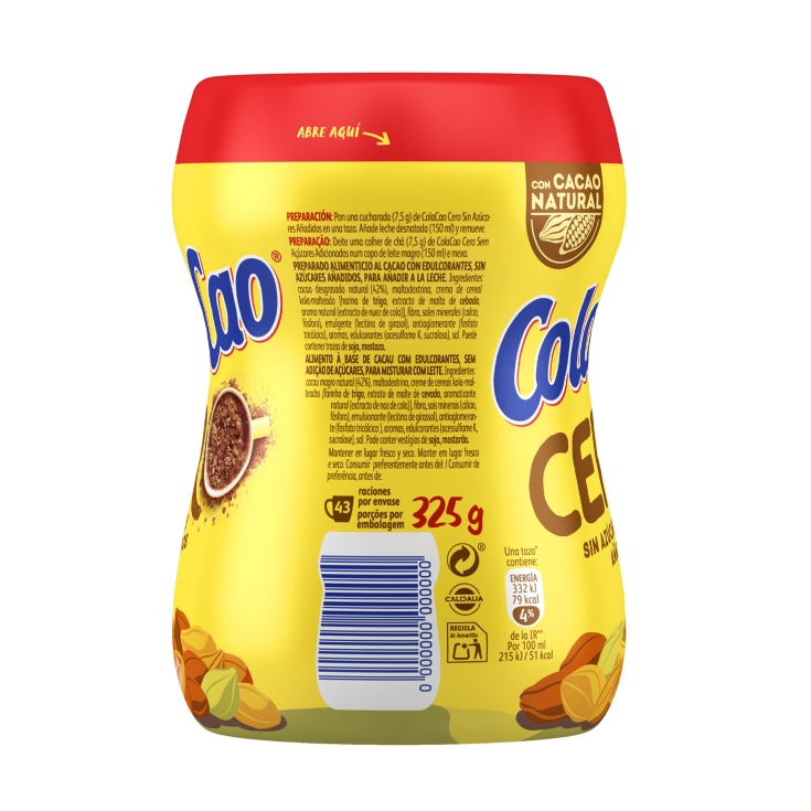 cacao soluble 0% azucares añadido, 300g