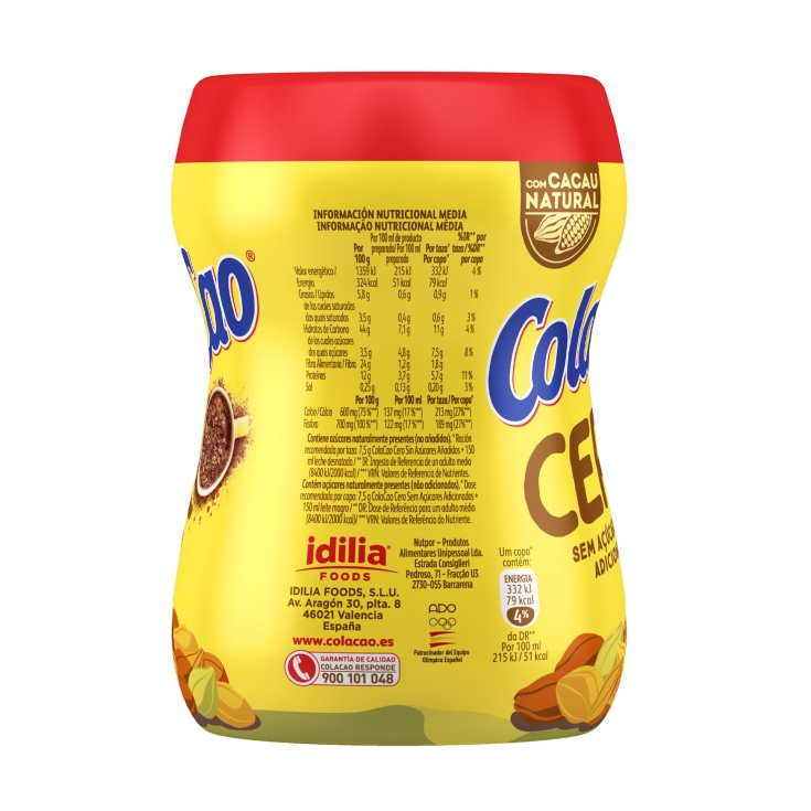 cacao soluble 0% azucares añadido, 300g