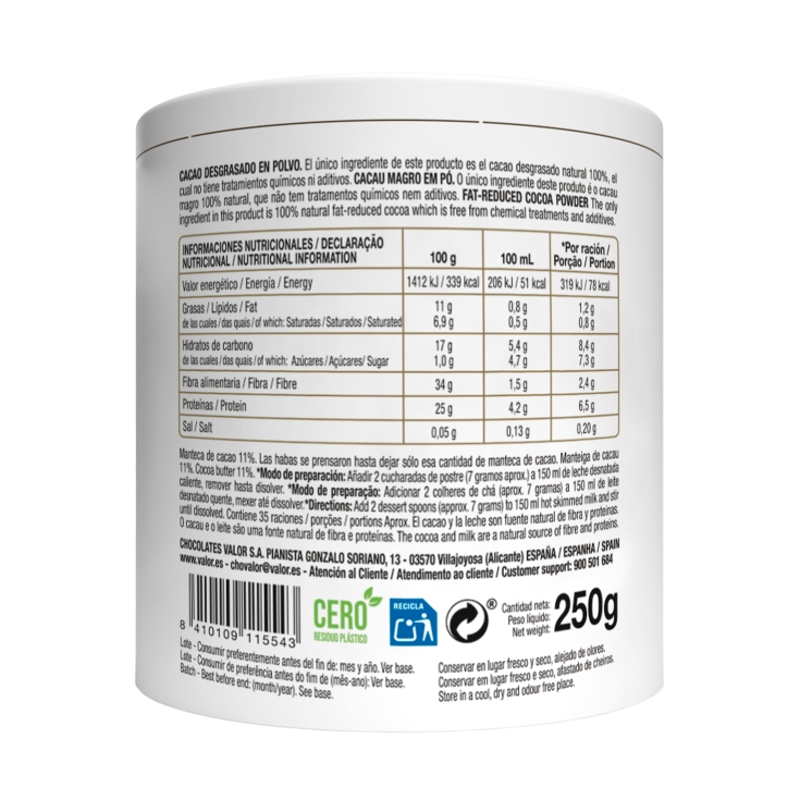 cacao natural puro 100%, 250g