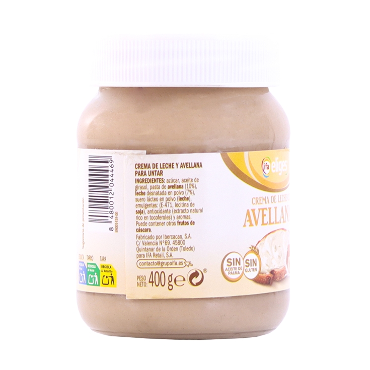 crema de leche con avellanas, 400g