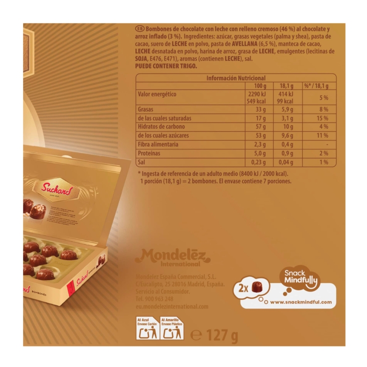 bombón choco arroz inflado, 127g