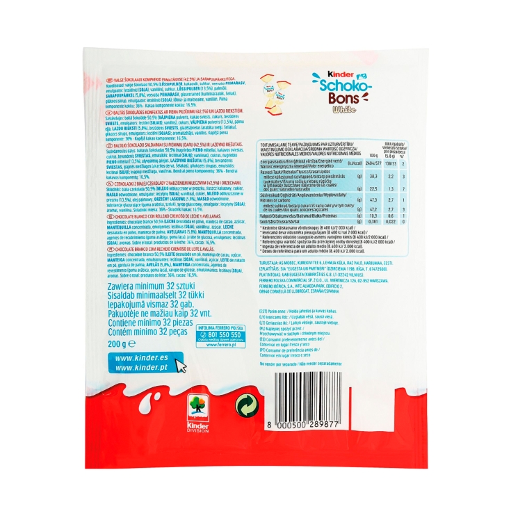 mini huevo chocolate white schokobons, 200g