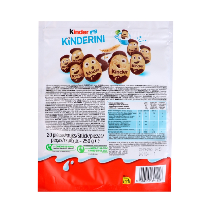 galletas chocolate kinderini, 250g