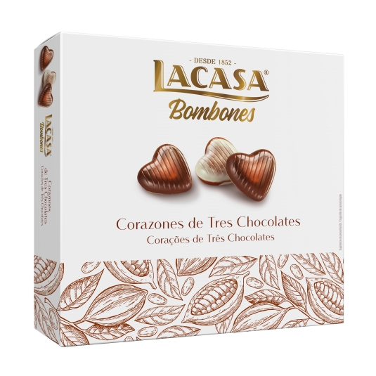 bombón corazón tres chocolate, 200g