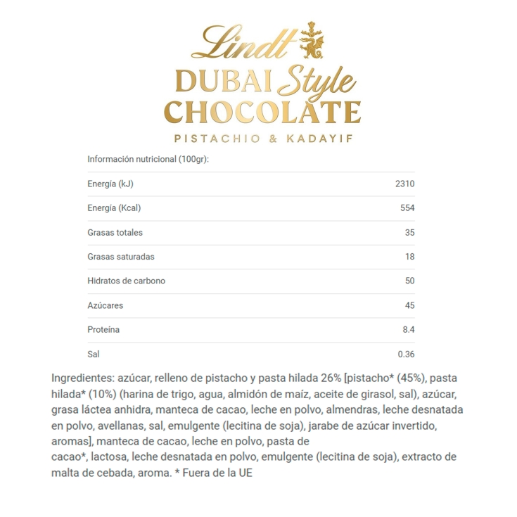 barrita chocolate dubai, 40g