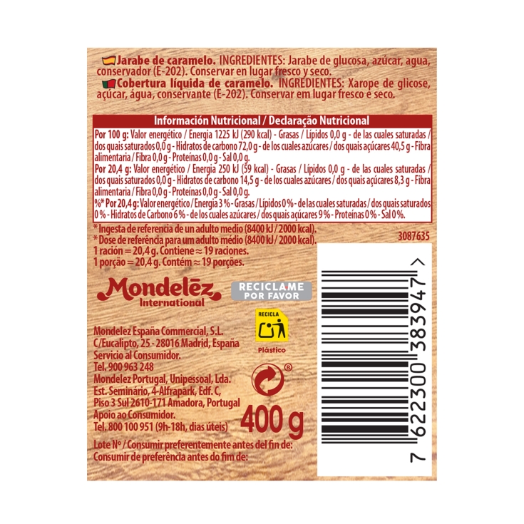 caramelo líquido, 400g