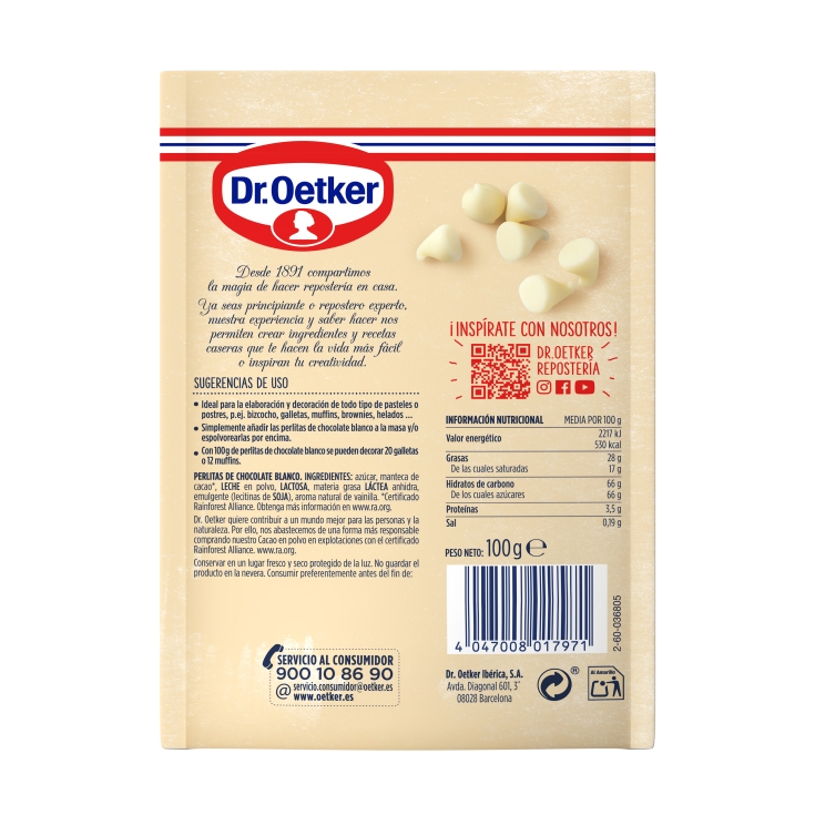 perlitas chocolate blanco, 100g