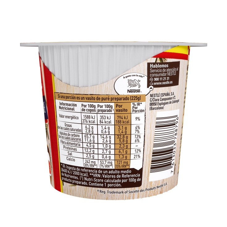 puré patatas con leche bol, 50g