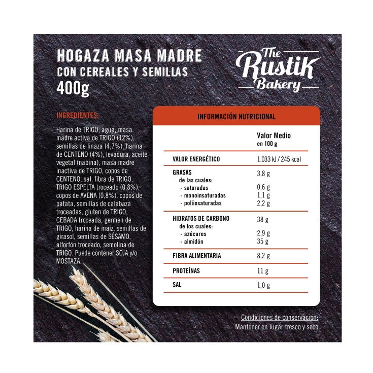 pan hogaza cereales, 400g