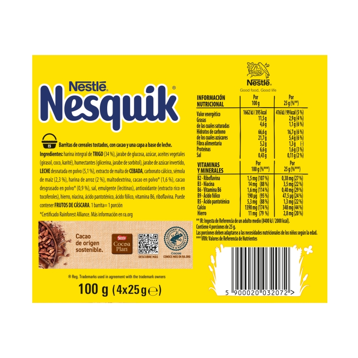 barritas cereales nesquik, pk-4
