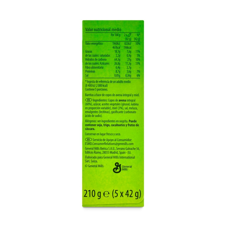 barritas avena y miel, 10ud