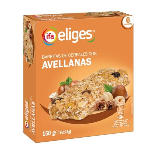 barritas cereal avellanas 150g, pk-6