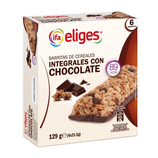 barritas integrales chocolate 129g, pk-6
