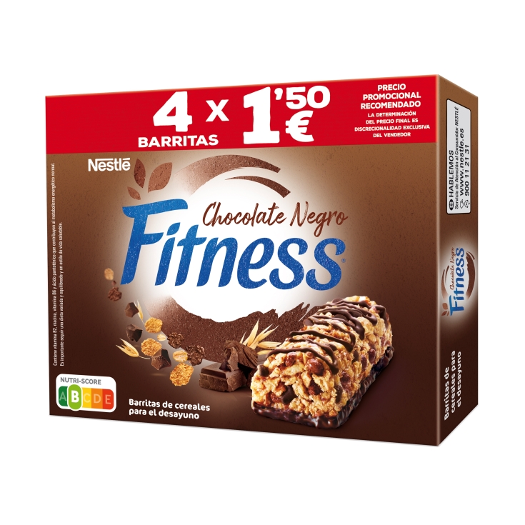 barritas cereales fitness chocolate, pk-4