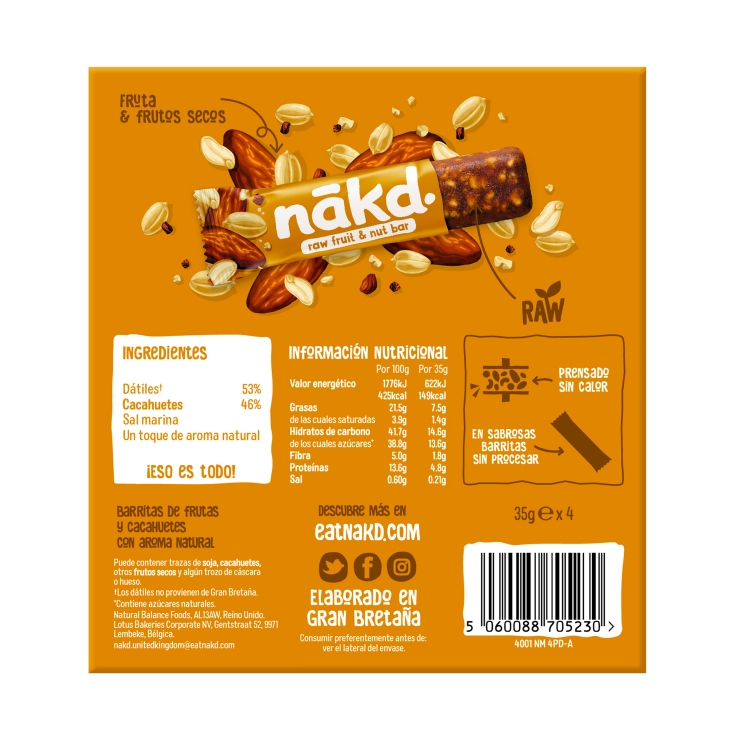 barritas de fruta cacahuetes, pk-4