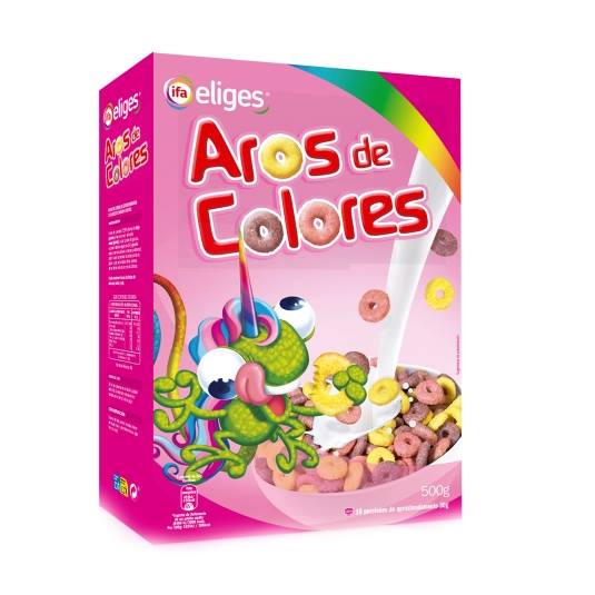 cereales aros de colores sabor fruta, 500g