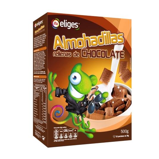 cereales almohadillas rellenas chocolate,500g