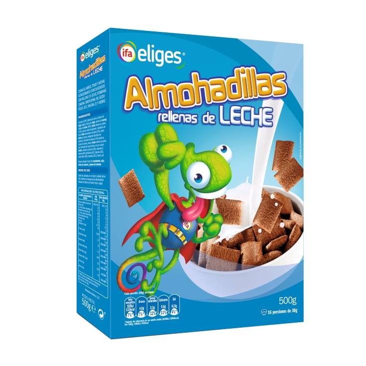 cereales almohadillas rellenas de leche, 500g