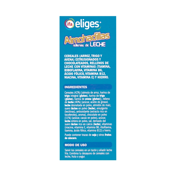 cereales almohadillas rellenas de leche, 500g