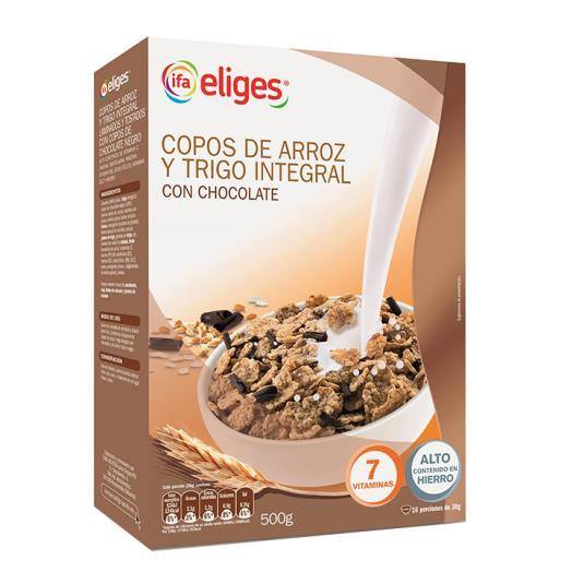 cereales copos arroz integral chocolate, 500g