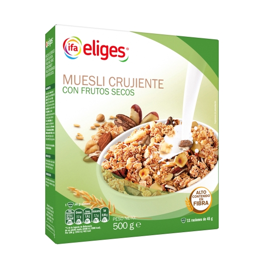 muesli crujiente con frutos secos, 500g