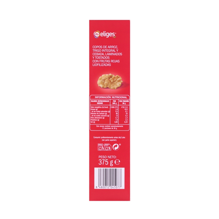 cereales copos integral con fruto rojo, 375g