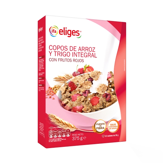 cereales copos integral con fruto rojo, 375g