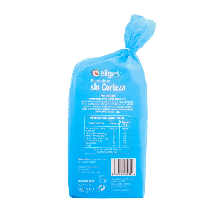 pan molde blanco s/corteza, 450g