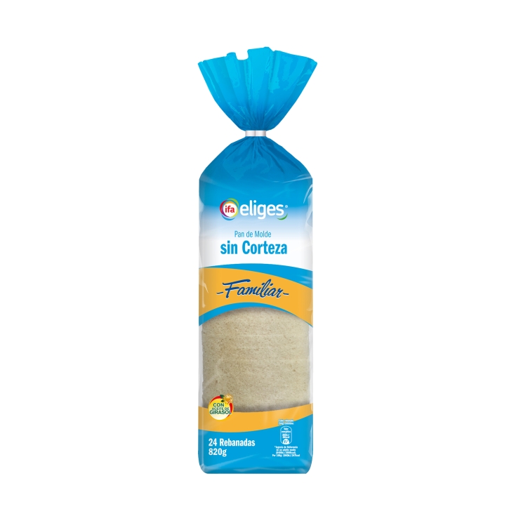 pan molde sin corteza familiar, 820g