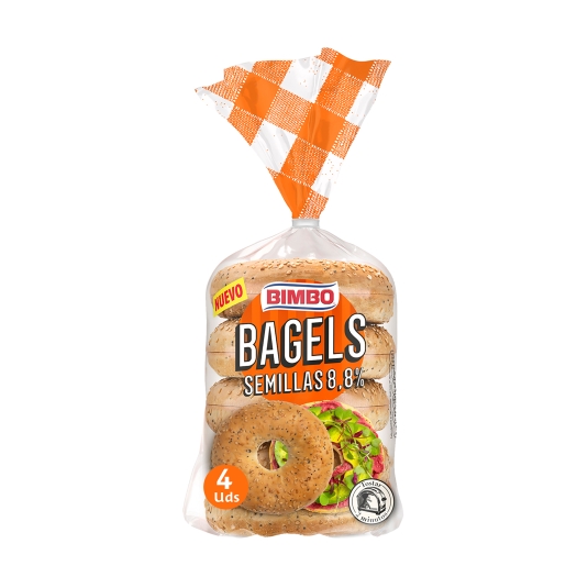 pan bagels semillas 4 uds, 300g