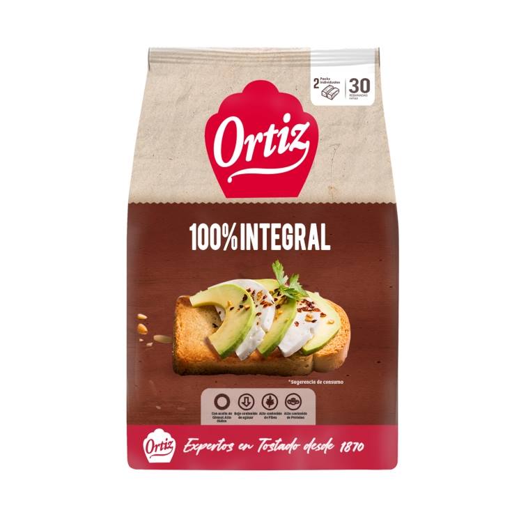 pan tostado integral ortiz, 320g