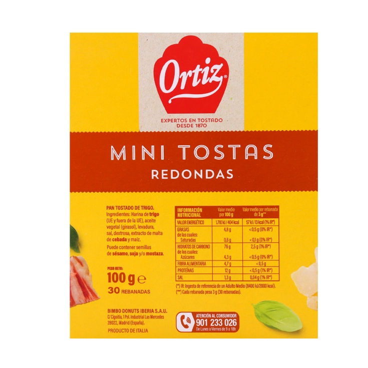 mini tostas redondas, 100g