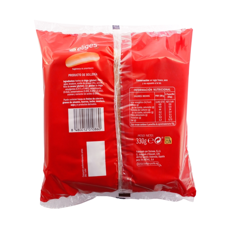 pan hot dog 6ud, 330g