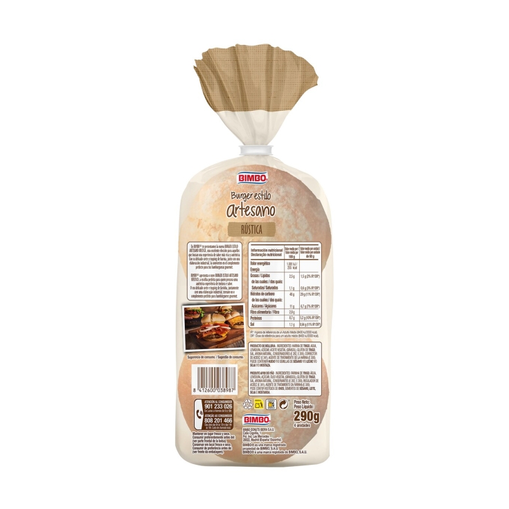 pan burger artesano rústica 4ud., 240g