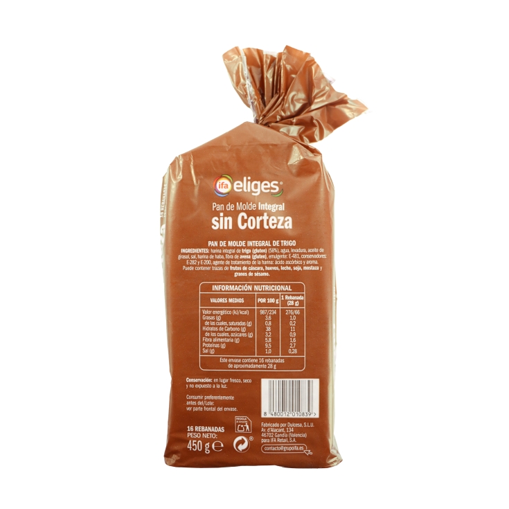 pan molde integral s/corteza, 450g