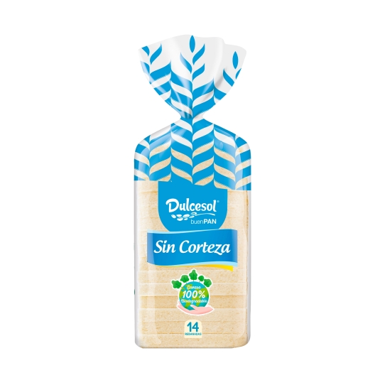 pan de molde sin corteza, 350g
