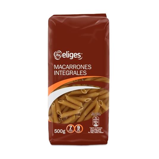 macarrones integrales, 500g