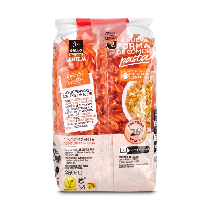 hélices lenteja roja, 250g