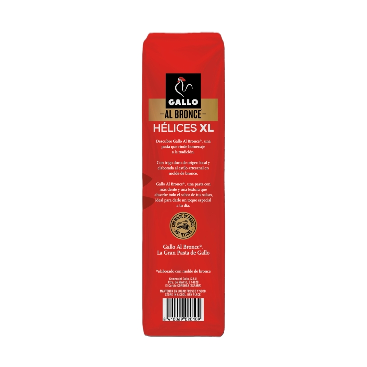 pasta hélices xl al bronce, 450g