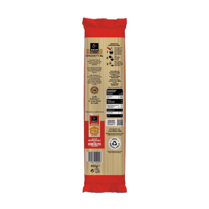 pasta spaghetti bronce gallo, 450g