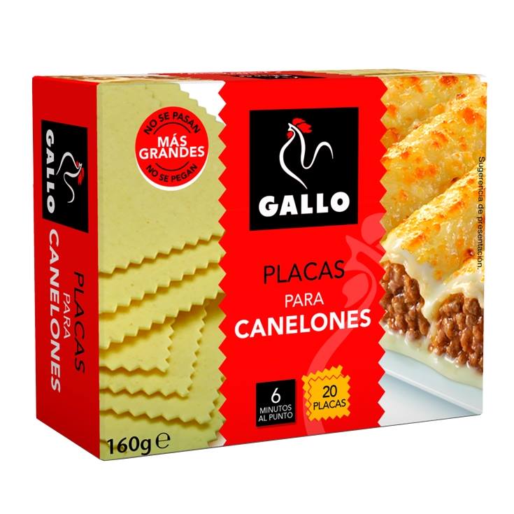 placas para canelones, 160g