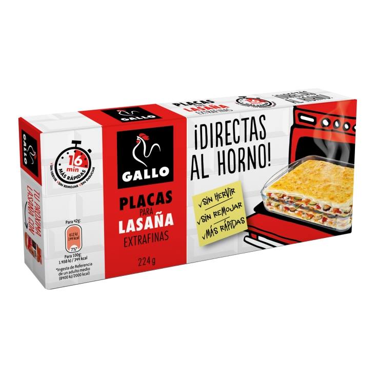 placas para lasaña, 224g