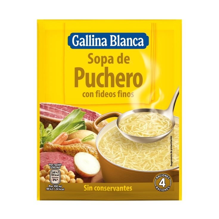 sopa de puchero con fideos finos, 72g